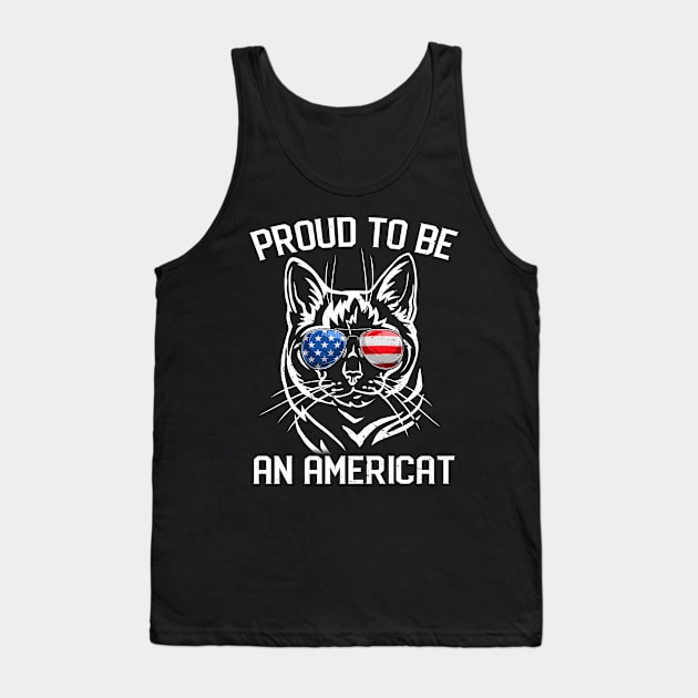 American Cat Shirt, 4th Of July Proud To Be Americat Women Tank Top by nikolay